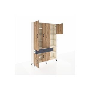 Arges Dolap 10 Raflı Tek Çekmeceli 5 Kapaklı 132x30x195 Aytaşı-çam/antrasit