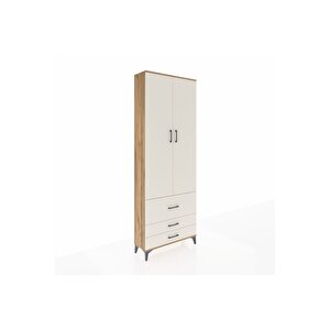 Arges Dolap 4 Raflı 3 Çekmeceli 2 Kapaklı 88x30x243 Çam-aytaşı