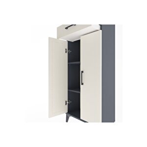 Arges Dolap 2 Raflı Tek Çekmeceli 2 Kapaklı 60x30x134 Antrasit-aytaşı