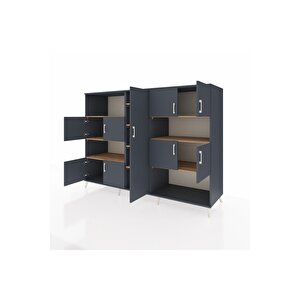 Kronos Dolap 10 Raflı 9 Kapaklı 220x59x163 Antrasit-antrasit/çam