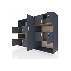 Kronos Dolap 10 Raflı 9 Kapaklı 220x59x163 Antrasit-antrasit/çam