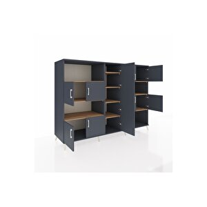 Kronos Dolap 10 Raflı 9 Kapaklı 220x59x163 Antrasit-antrasit/çam