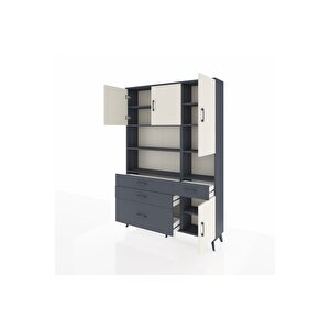 Arges Dolap 9 Raflı 4 Çekmeceli 4 Kapaklı 132x30x195 Antrasit-aytaşı/antrasit