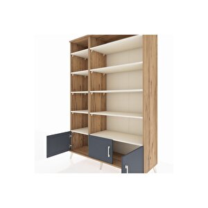 Hyperion Dolap 10 Raflı 3 Kapaklı 132x44x195 Çam-antrasit/aytaşı