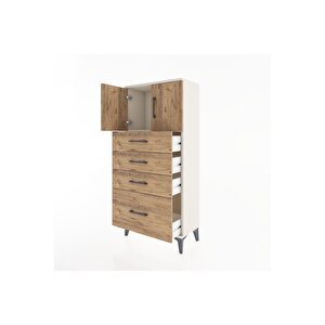 Hyperion Dolap Tek Raflı 4 Çekmeceli 2 Kapaklı 60x44x134 Aytaşı-çam