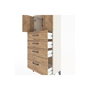 Hyperion Dolap Tek Raflı 4 Çekmeceli 2 Kapaklı 60x44x134 Aytaşı-çam