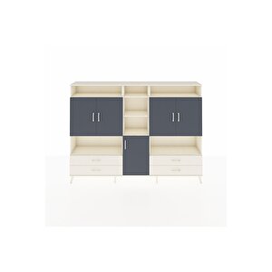 Arges Dolap 12 Raflı 4 Çekmeceli 5 Kapaklı 220x30x163 Aytaşı-antrasit/aytaşı