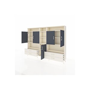 Arges Dolap 12 Raflı 4 Çekmeceli 5 Kapaklı 220x30x163 Aytaşı-antrasit/aytaşı