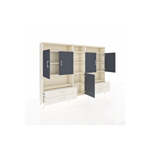 Arges Dolap 12 Raflı 4 Çekmeceli 5 Kapaklı 220x30x163 Aytaşı-antrasit/aytaşı