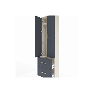 Arges Dolap 2 Raflı 2 Çekmeceli Tek Askılı 60x30x221 Aytaşı-antrasit