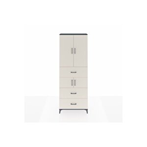 Arges Dolap 4 Raflı 3 Çekmeceli 4 Kapaklı 88x30x243 Antrasit-aytaşı