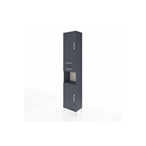 Arges Dolap 4 Raflı 2 Çekmeceli 2 Kapaklı 44x30x221 Antrasit-antrasit