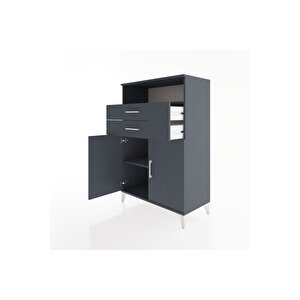 Hyperion Dolap 2 Raflı 2 Çekmeceli 2 Kapaklı 88x44x134 Antrasit-antrasit