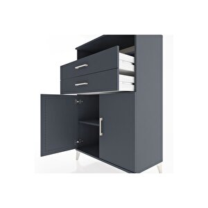 Hyperion Dolap 2 Raflı 2 Çekmeceli 2 Kapaklı 88x44x134 Antrasit-antrasit