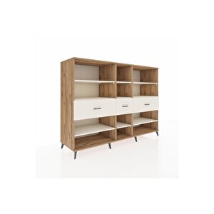 Kronos Dolap 9 Raflı 3 Çekmeceli  220x59x163 Çam-aytaşı