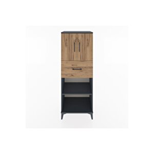 Hyperion Dolap 3 Raflı Tek Çekmeceli 2 Kapaklı 60x44x163 Antrasit-çam