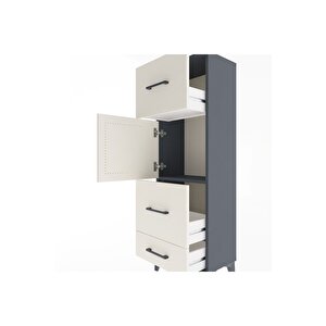 Arges Dolap Tek Raflı 3 Çekmeceli Tek Kapaklı 44x30x134 Antrasit-aytaşı