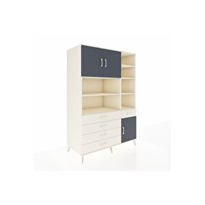 Kronos Dolap 9 Raflı 5 Çekmeceli 3 Kapaklı 132x59x195 Aytaşı-antrasit/aytaşı