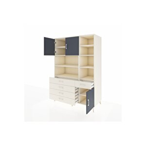 Kronos Dolap 9 Raflı 5 Çekmeceli 3 Kapaklı 132x59x195 Aytaşı-antrasit/aytaşı