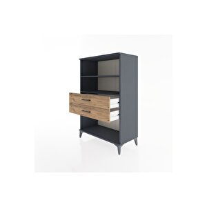 Hyperion Dolap 2 Raflı 2 Çekmeceli 88x44x134 Antrasit-çam