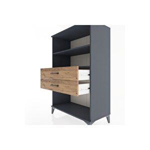Hyperion Dolap 2 Raflı 2 Çekmeceli 88x44x134 Antrasit-çam