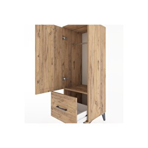 Hyperion Dolap Tek Raflı Tek Çekmeceli Tek Askılı 44x44x134 Çam-çam