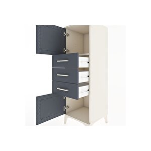 Hyperion Dolap Tek Raflı 3 Çekmeceli 2 Kapaklı 44x44x134 Aytaşı-antrasit