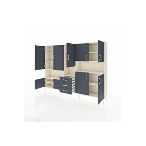 Arges Dolap 13 Raflı 3 Çekmeceli 9 Kapaklı 220x30x163 Aytaşı-antrasit