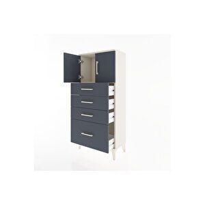 Hyperion Dolap Tek Raflı 4 Çekmeceli 2 Kapaklı 60x44x134 Aytaşı-antrasit