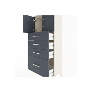 Hyperion Dolap Tek Raflı 4 Çekmeceli 2 Kapaklı 60x44x134 Aytaşı-antrasit