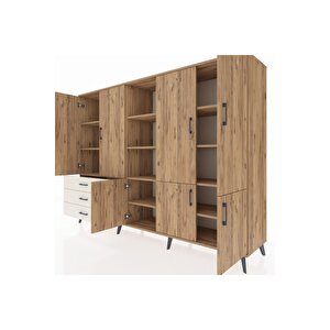 Hyperion Dolap 11 Raflı 3 Çekmeceli 7 Kapaklı 220x44x163 Çam-çam/aytaşı