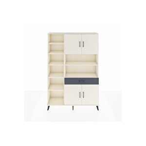 Arges Dolap 10 Raflı Tek Çekmeceli 4 Kapaklı 132x30x195 Aytaşı-aytaşı/antrasit