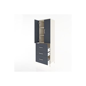 Hyperion Dolap 3 Raflı 3 Çekmeceli 2 Kapaklı 60x44x195 Aytaşı-antrasit