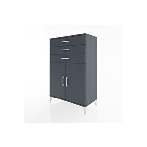 Hyperion Dolap 3 Çekmeceli 2 Kapaklı 88x44x134 Antrasit-antrasit