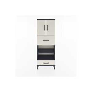 Arges Dolap 4 Raflı 2 Çekmeceli 2 Kapaklı 60x30x163 Antrasit-aytaşı
