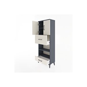 Arges Dolap 4 Raflı 2 Çekmeceli 2 Kapaklı 60x30x163 Antrasit-aytaşı