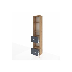 Arges Dolap 4 Raflı 2 Çekmeceli 44x30x221 Çam-antrasit