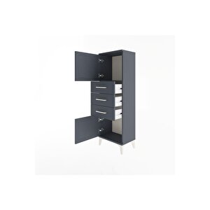 Arges Dolap 2 Raflı 3 Çekmeceli 2 Kapaklı 44x30x134 Antrasit-antrasit