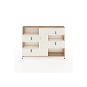 Arges Dolap 10 Raflı 9 Kapaklı 220x30x163 Çam-aytaşı