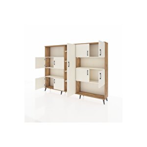 Arges Dolap 10 Raflı 9 Kapaklı 220x30x163 Çam-aytaşı