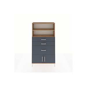 Arges Dolap 2 Raflı 3 Çekmeceli 2 Kapaklı 88x30x163 Çam-antrasit