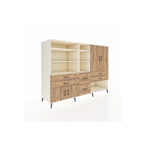 Kronos Dolap 10 Raflı 6 Çekmeceli 4 Kapaklı 220x59x163 Aytaşı-çam
