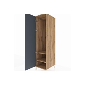 Kronos Dolap 2 Raflı Tek Kapaklı Tek Askılı 44x59x182 Çam-antrasit