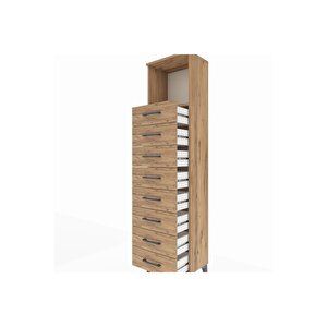 Arges Dolap Tek Raflı 8 Çekmeceli 44x30x182 Çam-çam