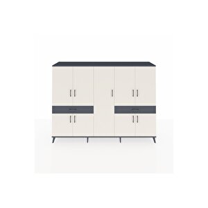 Hyperion Dolap 12 Raflı 2 Çekmeceli 8 Kapaklı 220x44x163 Antrasit-aytaşı/antrasit