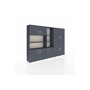 Arges Dolap 14 Raflı 9 Kapaklı 220x30x163 Antrasit-antrasit