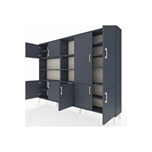 Arges Dolap 14 Raflı 9 Kapaklı 220x30x163 Antrasit-antrasit