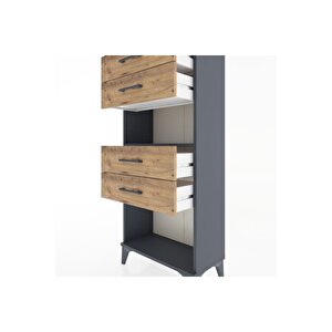 Hyperion Dolap Tek Raflı 4 Çekmeceli 60x44x134 Antrasit-çam
