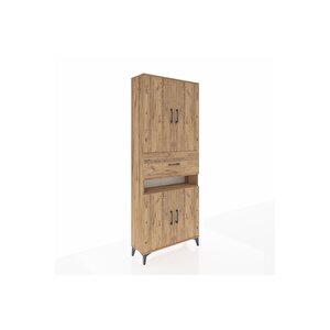 Arges Dolap 5 Raflı Tek Çekmeceli 4 Kapaklı 88x30x221 Çam-çam