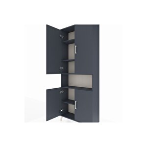 Arges Dolap 5 Raflı 4 Kapaklı 88x30x221 Antrasit-antrasit